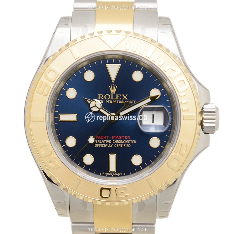 Rolex 16623BL Yacht Master Replica, Automatic Movement, 18kt Gold Case & Blue Dial Watch