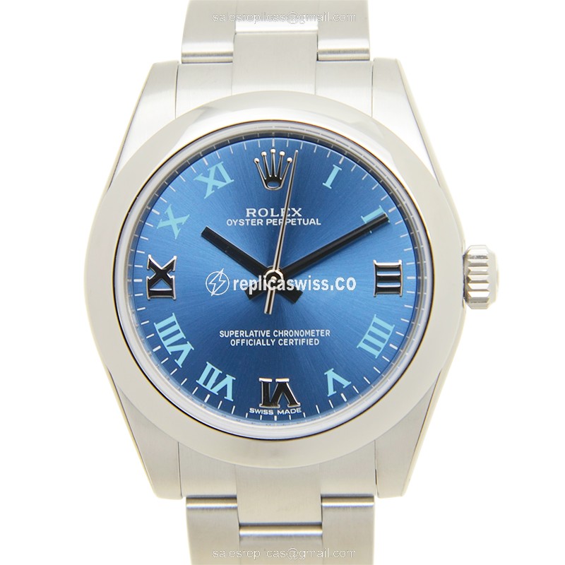 Rolex 177200BLRN Oyster Perpetual Blue Dial Steel Case Automatic Watch with Silver Steel Band