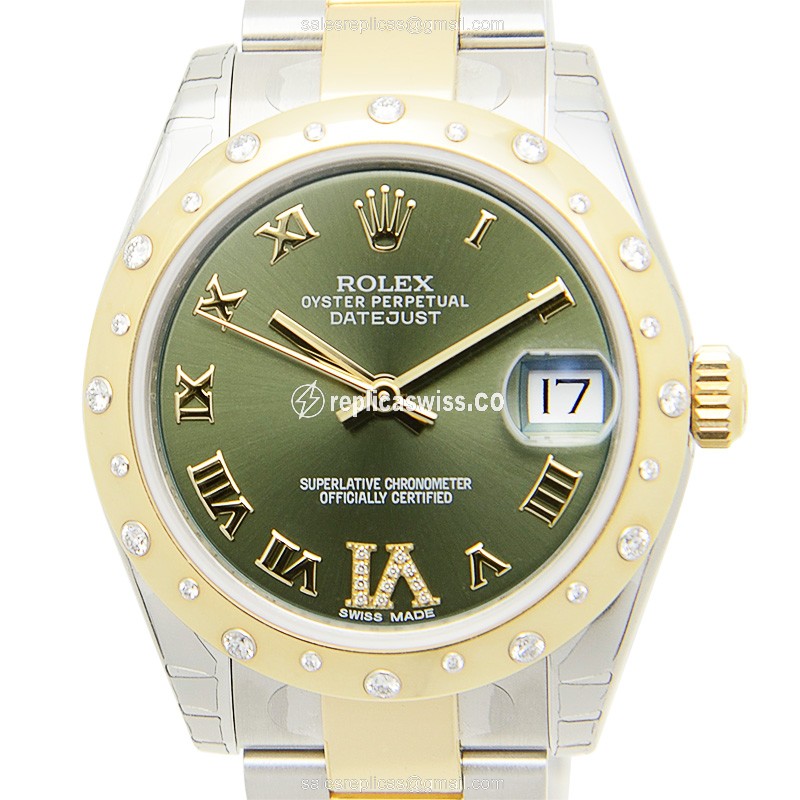 Rolex 178343 GREENVIDIA Lady Datejust Replica, Automatic Movement & Silver Clasp Watch