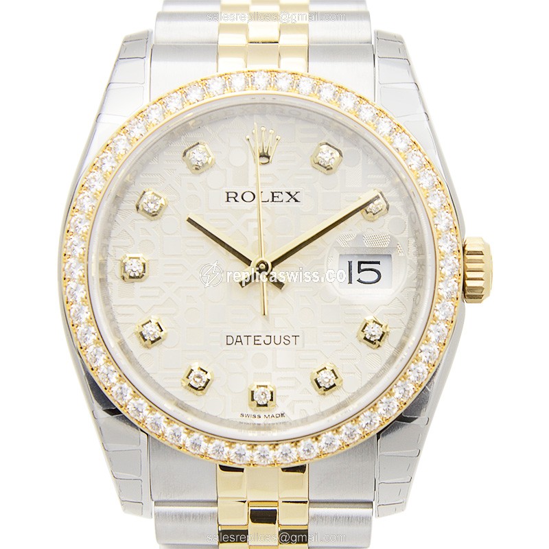 Rolex Datejust 116243J Replica in 18kt Gold with Automatic Movement Silver Dial Watch
