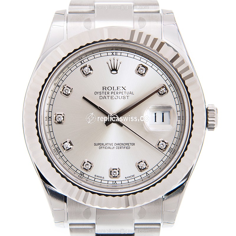 Rolex Datejust 116334G Replica in 18kt Steel & White Gold, Automatic Movement Silver Dial Watch