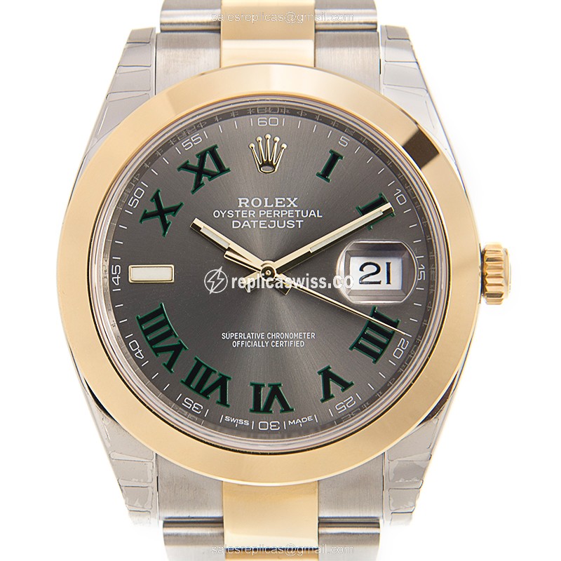 Rolex DATEJUST 126303-0019 Replica in 18kt Gold Steel Case, Automatic Movement, Dark Grey Dial Watch