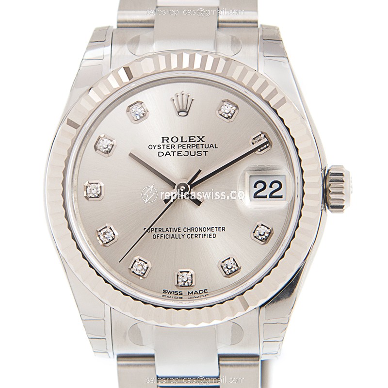 Rolex Datejust 178274-0030 Replica: Automatic, 18kt Silver Dial on Gold Bracelet Watch