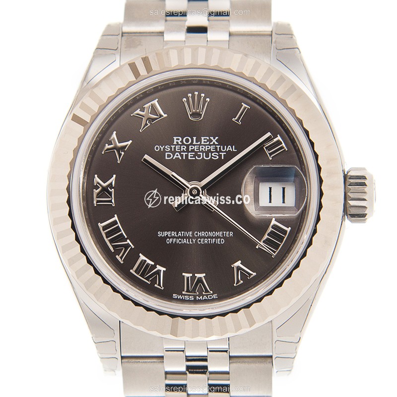 Rolex Datejust Replica, 18kt Brown Dial in Steel Case & Automatic Movement Watch