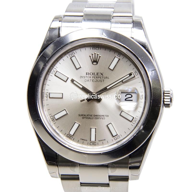 Rolex DATEJUST Replica in Stainless Steel, Automatic Movement, Silver Dial & Band Watch
