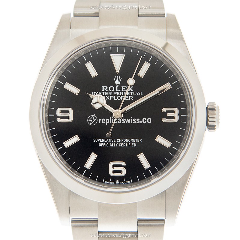 Rolex Explorer Replica with Black Dial & Stainless Steel Case, Automatic Movement Watch