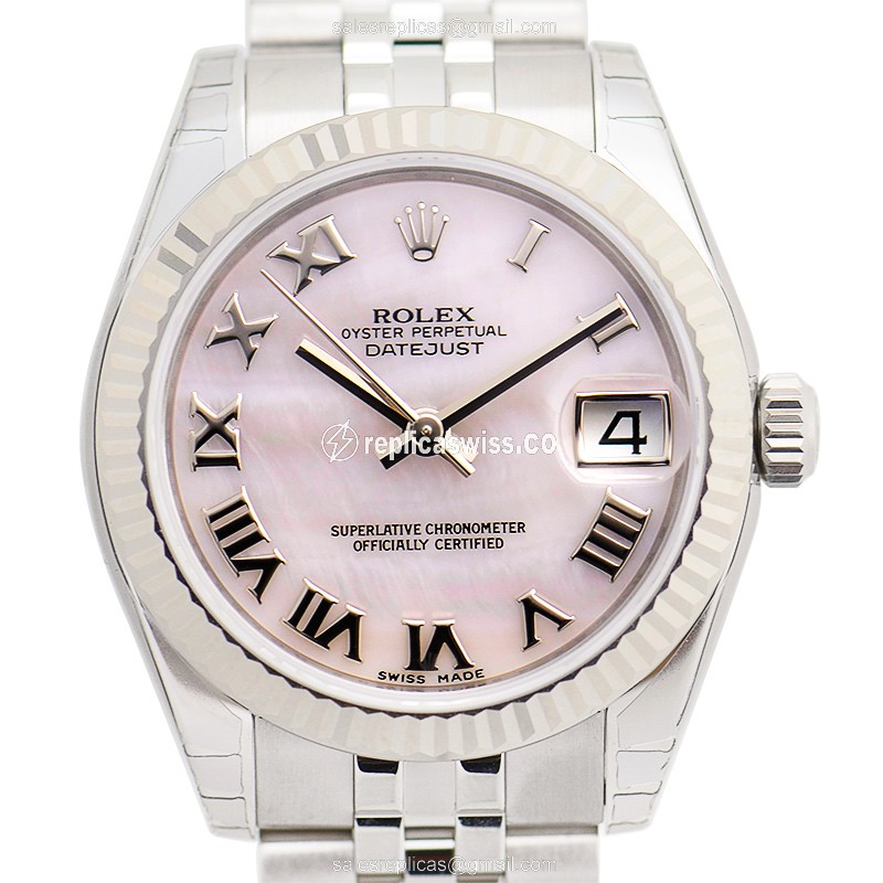 Rolex Lady Datejust Pink Dial Replica, Automatic Movement, Steel Case & Silver Strap Watch