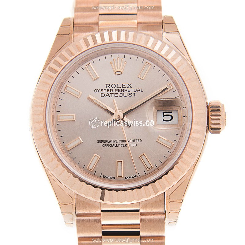 Rolex Lady Datejust Replica in 18kt Gold, Automatic Movement & Gold Strap Watch