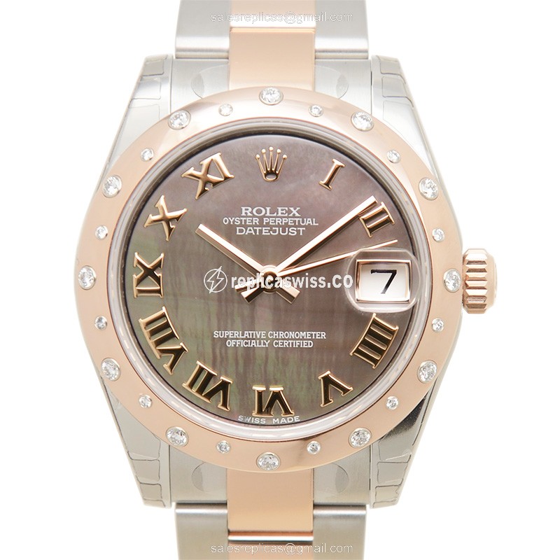 Rolex Lady Datejust Replica in 18kt Steel & Brown Dial, Automatic Movement Watch