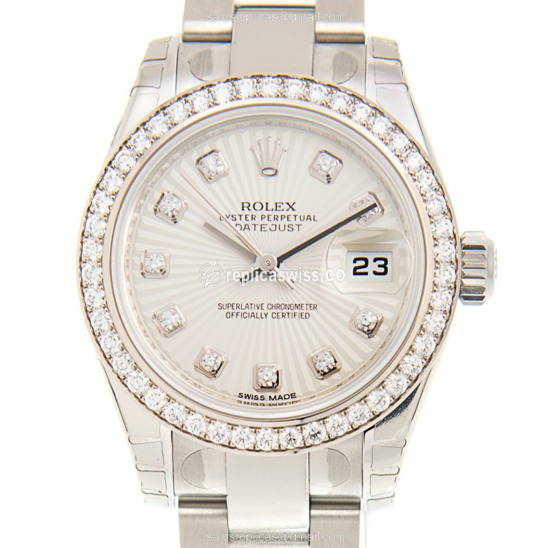 Rolex Lady Datejust Replica in 18kt White Gold, Automatic Movement, Silver Dial Watch