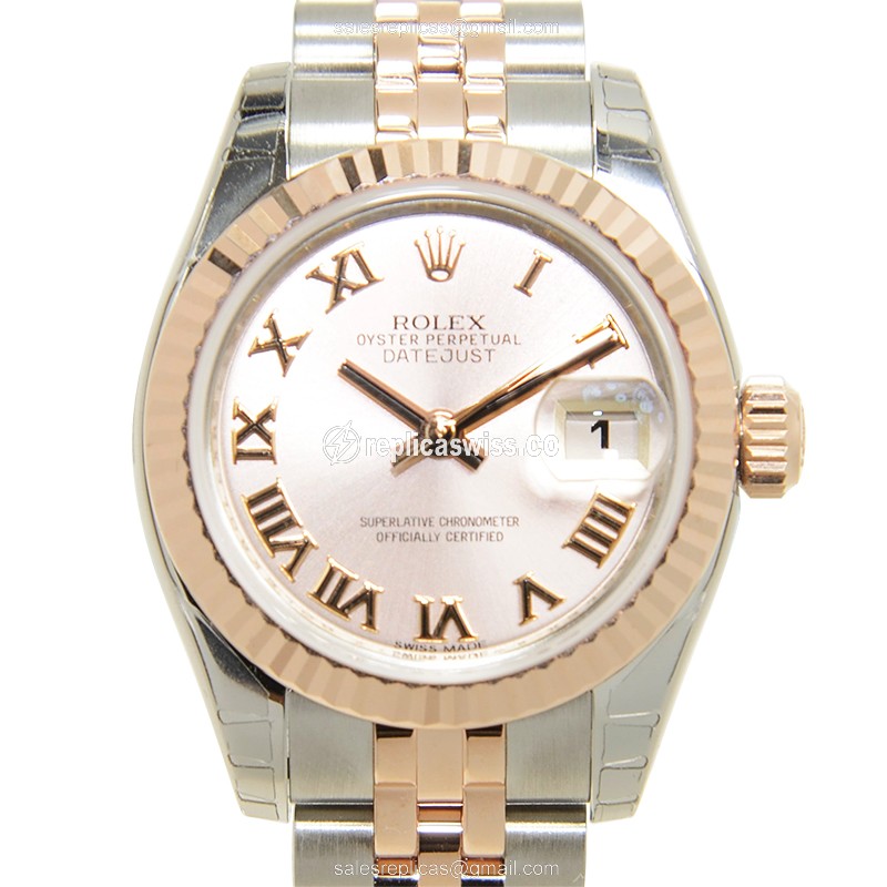 Rolex Lady Datejust Replica in Pink, Automatic Movement & 18kt Diamond-Decorated Case Watch