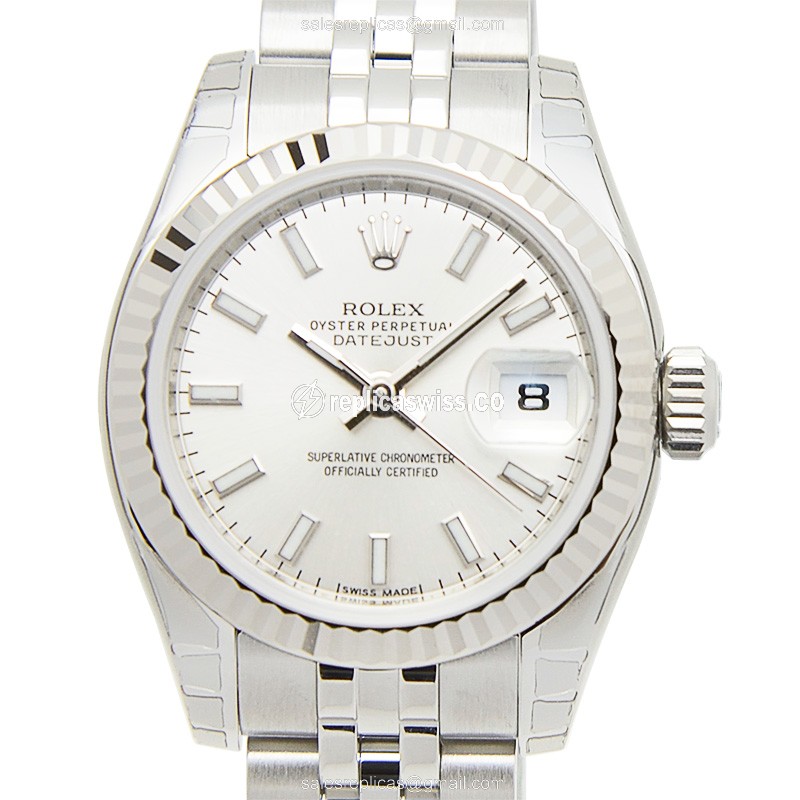 Rolex Lady Datejust Replica in Silver Case Automatic Movement Watch
