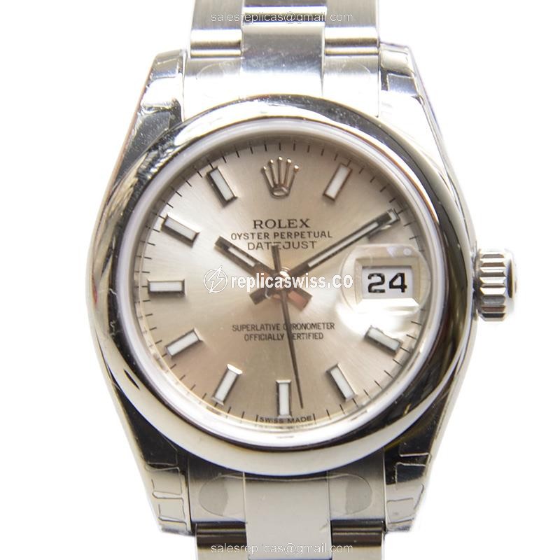 Rolex Lady Datejust Silver Steel Automatic | Crystal Dial & Stainless Clasp Watch