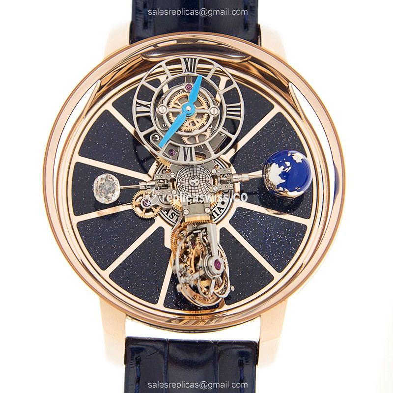Sleek Jacob & Co. AT100.40 AC.SD.A Astronomia Replica, Manual Wind, 18kt Gold Case & Blue Dial