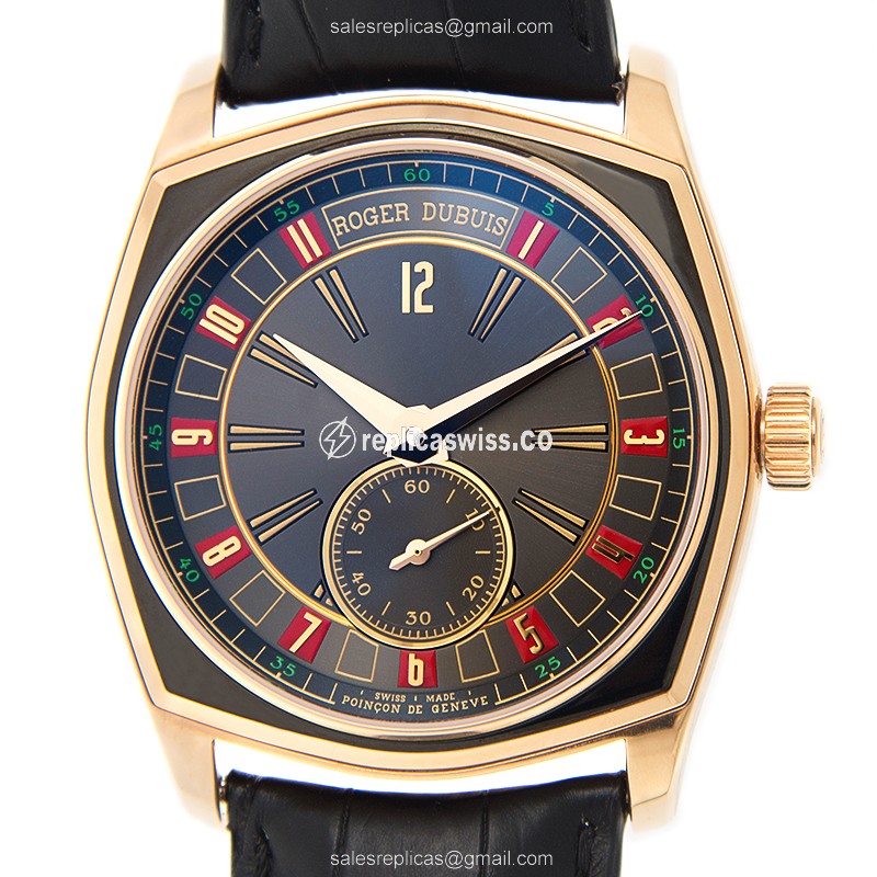 Sleek Roger Dubuis RDDBMG0026 La Monegasque Automatic, 18kt Rose Gold Case, Alligator strap, Gray