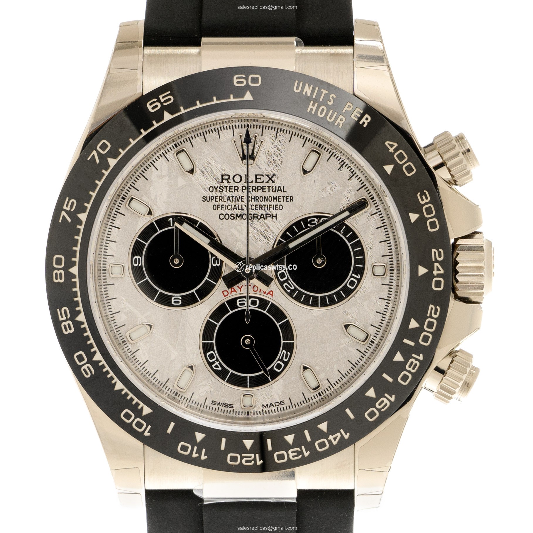 Sleek Silver Dial Rolex Daytona Replica, Automatic Movement & 18kt White Gold Case Watch