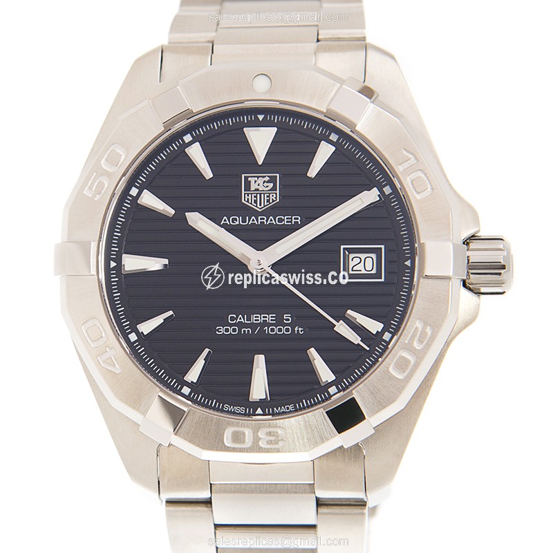 Sleek Tag Heuer WAY2110-BA0910 Replica in Stainless Steel with Automatic Movement Black Dial