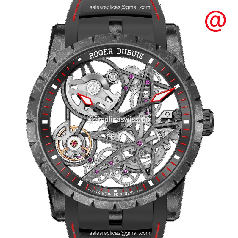 Sophisticated Carbon Fiber Roger Dubuis RDDBEX0777 EXCALIBUR Replica Watch, Automatic Movement &