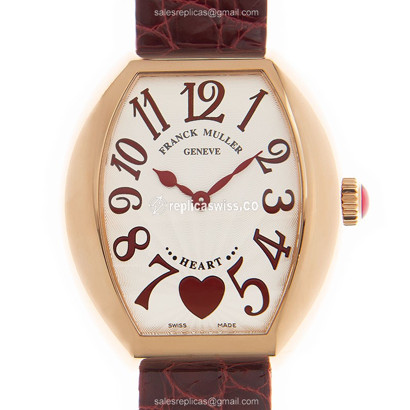 Sophisticated Elegance: Franck Muller 5002 M QZ Heart Quartz 18kt Gold Buckle, Alligator Red Strap