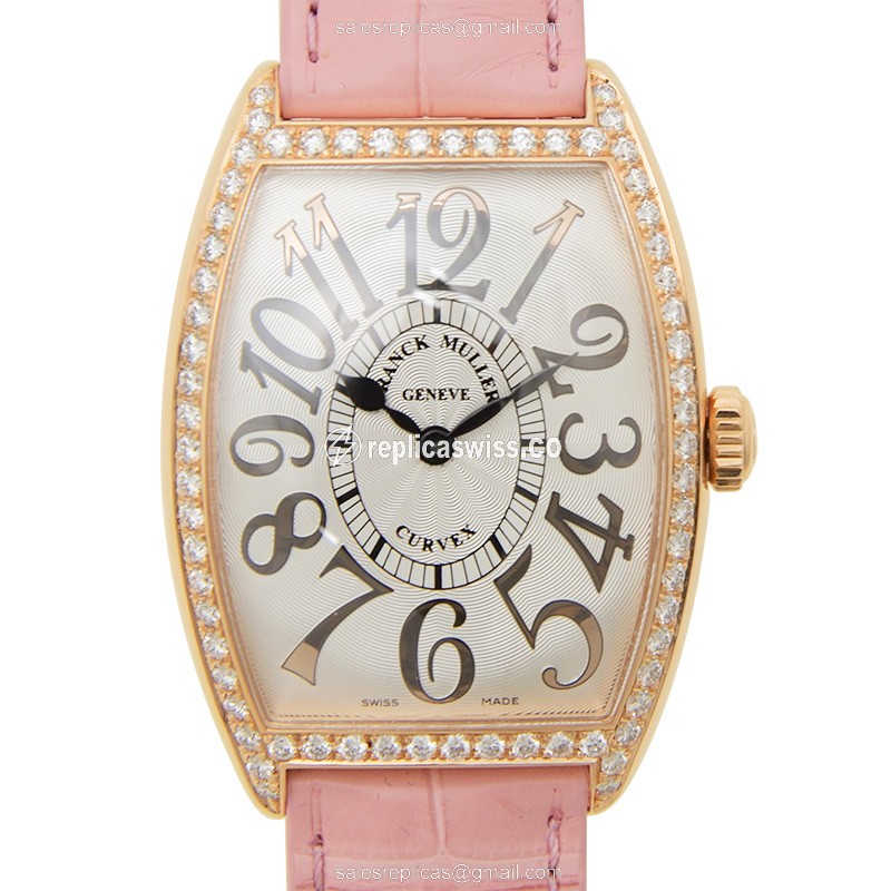 Sophisticated Franck Muller 2852 Cintree Curvex Quartz Watch | Silver Dial, 18kt Rose Gold Bezel