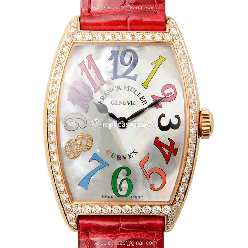 Sophisticated Franck Muller 2852 QZ Replica with White Dial 18kt Rose Gold Case Watch