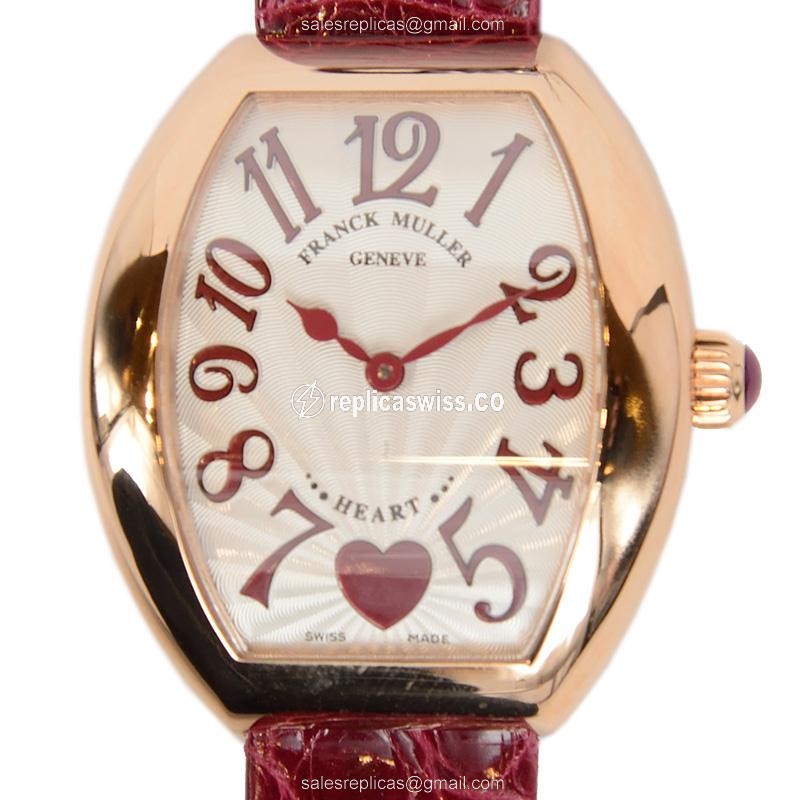 Sophisticated Franck Muller 5002 L Heart Replica with Silver Dial 18kt Rose Gold Case Watch