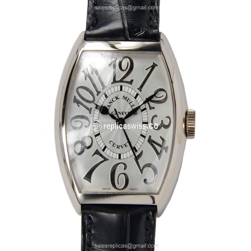 Sophisticated Franck Muller 5850 SC Cintree Curvex Replica with Silver Dial & 18kt Gold Case Watch