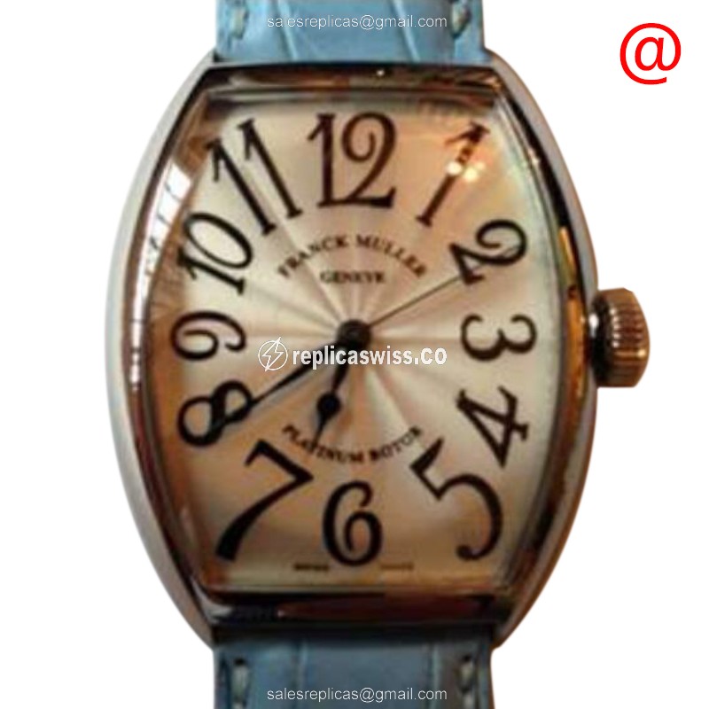 Sophisticated Franck Muller 5851 SC CINTREE CURVEX in Stainless Steel with Silver Dial Leather