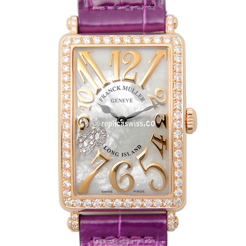 Sophisticated Franck Muller 952QZ Long Island Replica, Silver Dial, 18kt Rose Gold Case & Diamond