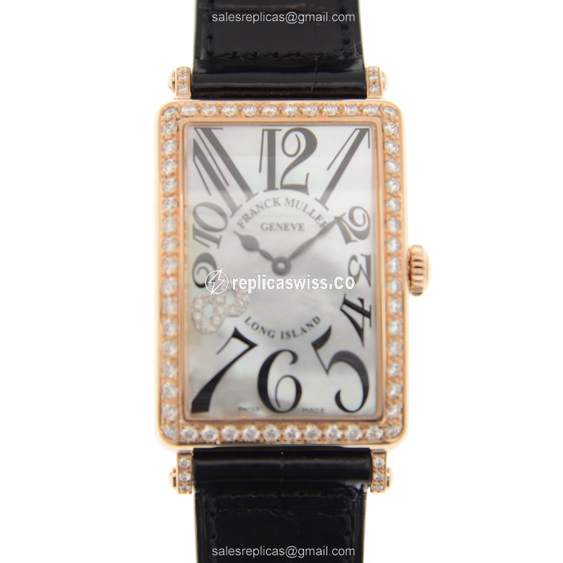 Sophisticated Franck Muller 952QZ Long Island Replica with White Dial & Rose Gold Case Watch