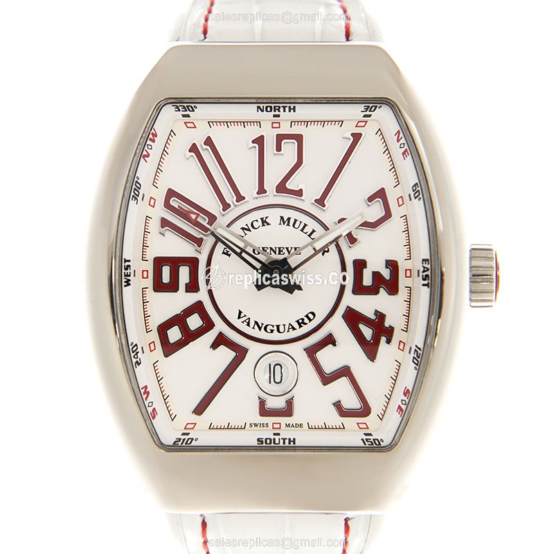 Sophisticated Franck Muller V 41 SC DT AC.RG Vanguard replica, automatic movement, white leather