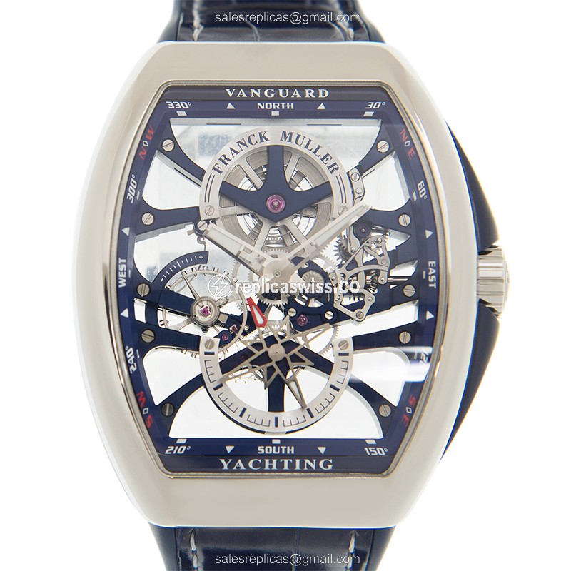 Sophisticated Franck Muller V 45 S6 SQT YACHTING ANC Replica, Manual Wind, Skull Dial & Leather