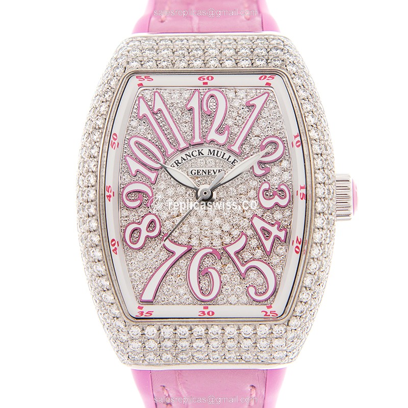 Sophisticated Franck Muller V29 Vanguard in Silver Dial Diamond-Crafted Case Watch