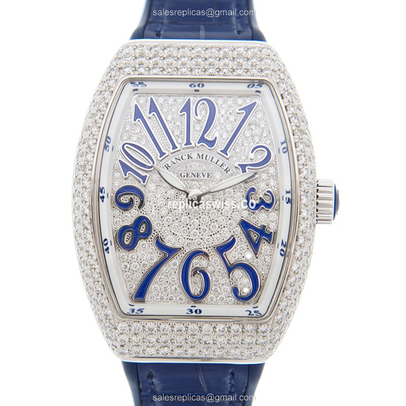 Sophisticated Franck Muller V32QZ Ladies Collection Quartz Replica with Silver Dial & Ruby-Crystal