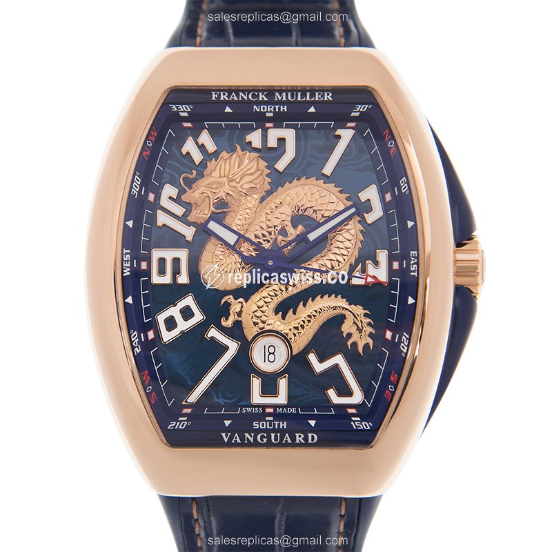 Sophisticated Franck Muller V45 Dragon King Replica in 18kt Rose Gold | Automatic Movement & Blue