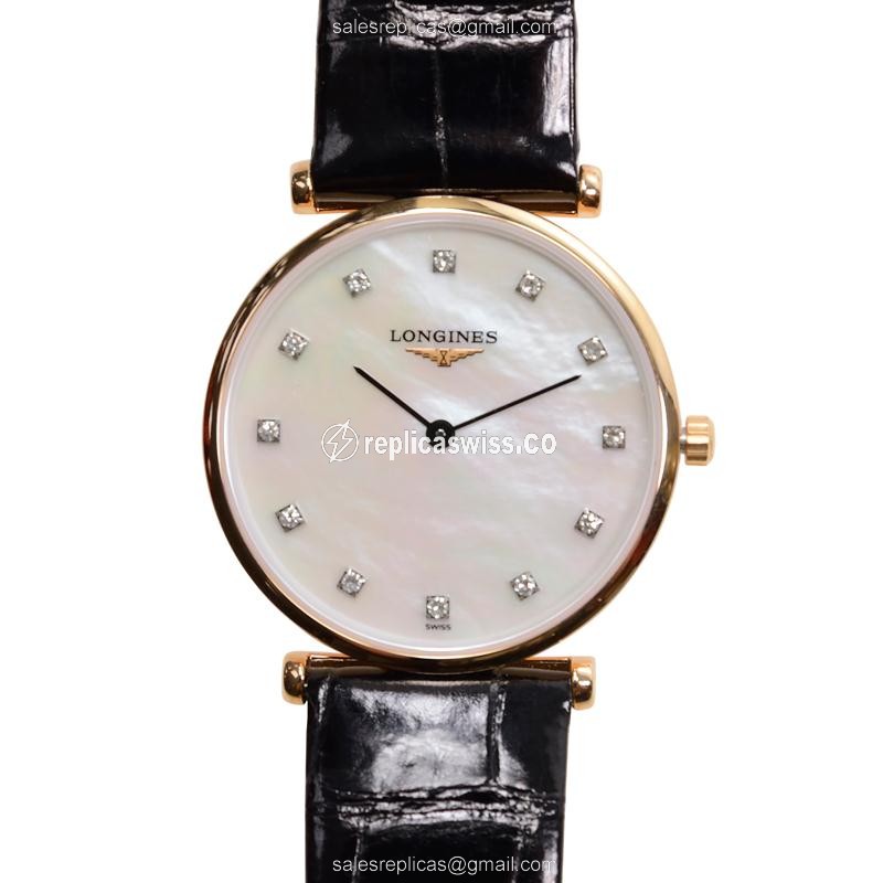 Sophisticated Luxury Replica Longines L4.512.1.87.2 in White Dial & Gold PVD Case, Quartz Movement