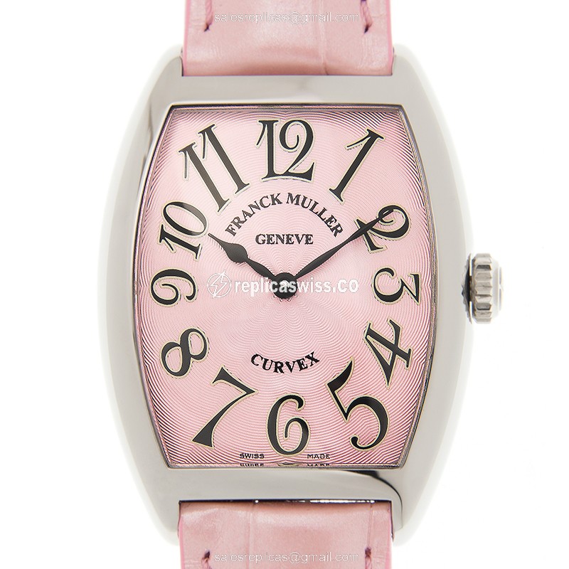 Sophisticated Pink Cintree Curvex Franck Muller 7502QZ Quartz Watch, Alligator Strap, Sapphire