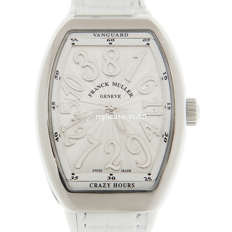 Sophisticated White Dial Franck Muller V32 Crazy Hours Steel Watch | Automatic | Genuine Sapphire