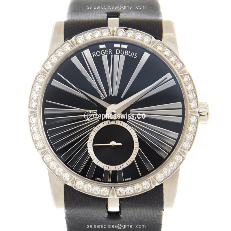 Stainless Steel & Diamond-Embellished Roger Dubuis RDDBEX0278 Excalibur Automatic Replica, Black