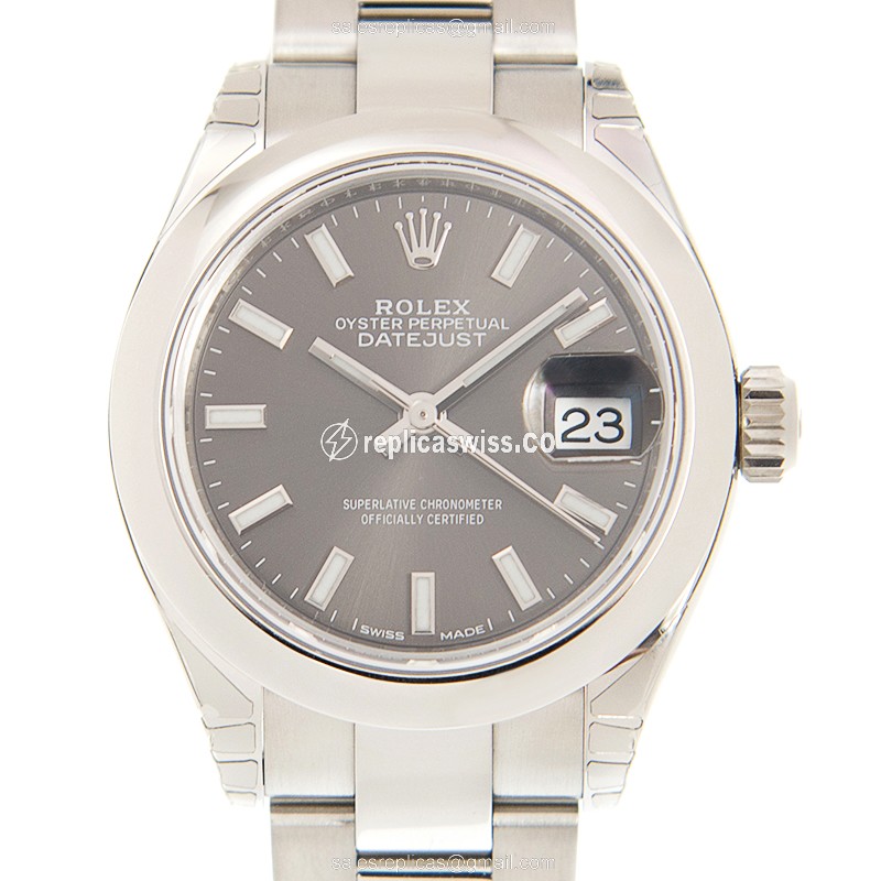 Stainless Steel Rolex Lady Datejust Replica with Automatic Movement Gray Dial Watch
