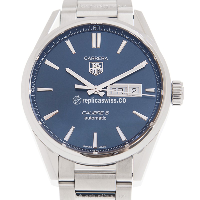 Stainless Steel Tag Heuer Carrera Replica with Automatic Movement Blue Dial Watch