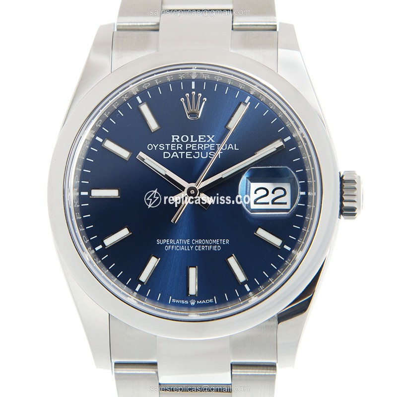 Stellar Blue Dial Rolex DATEJUST Replica in Stainless Steel, Automatic Movement Silver Clasp