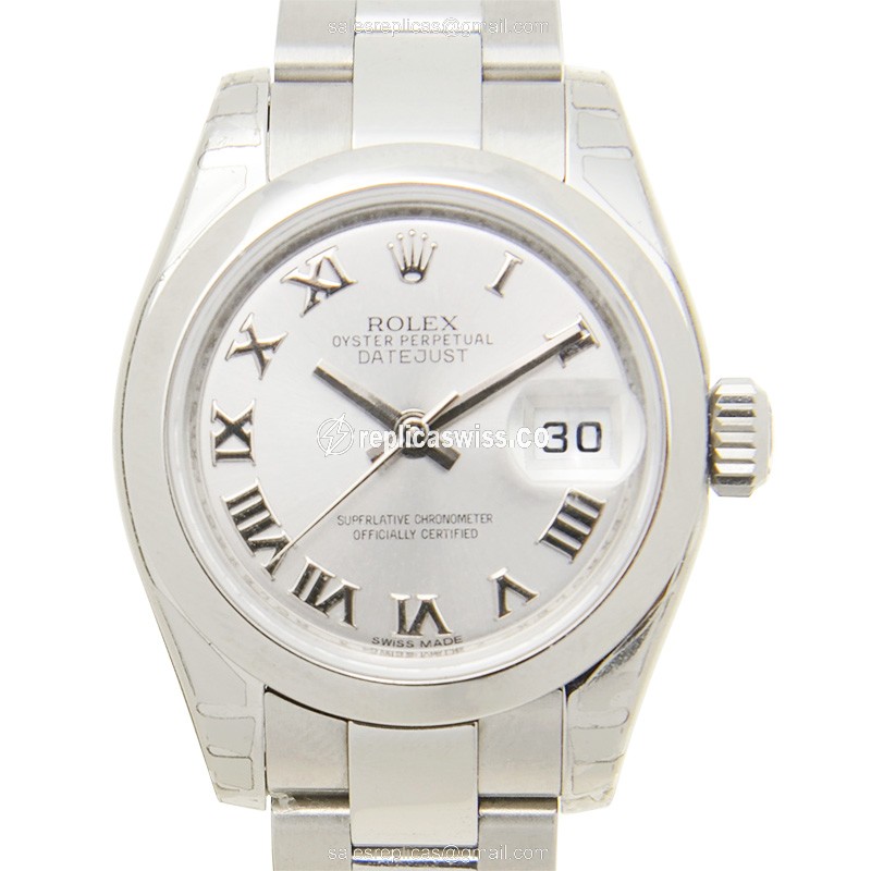 Stunning Silver Dial Rolex Lady Datejust Replica, Automatic Movement, Polished Steel Case Watch