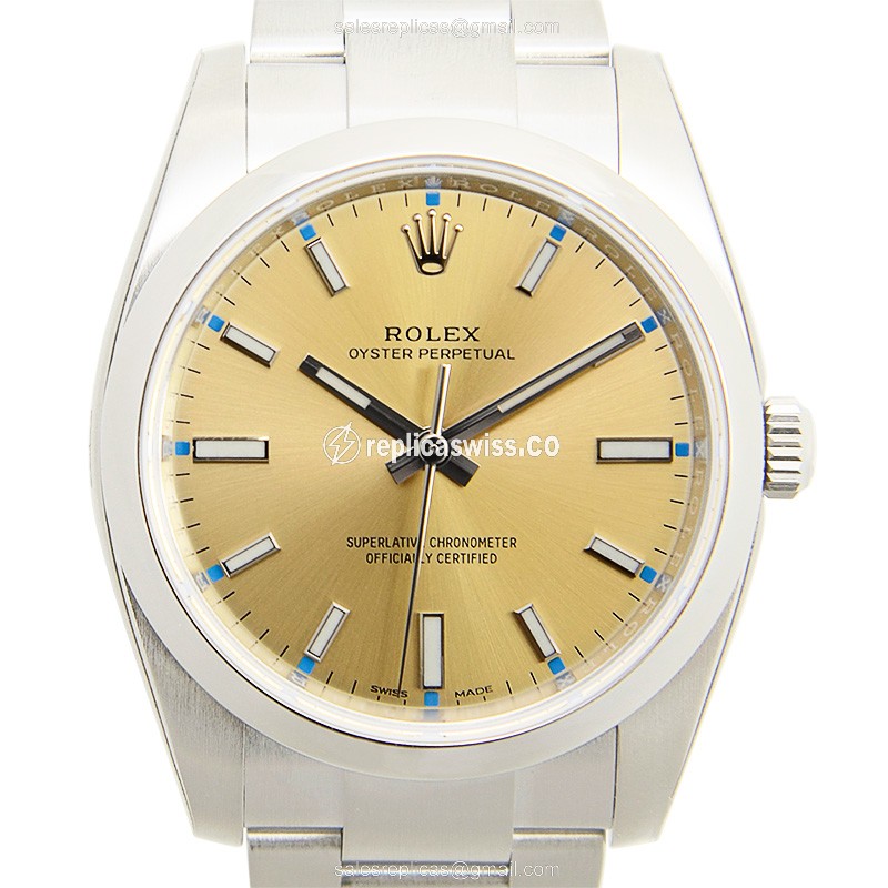 Stylish Gold Rolex Oyster Perpetual Replica, Automatic Movement, Stainless Steel Case Watch
