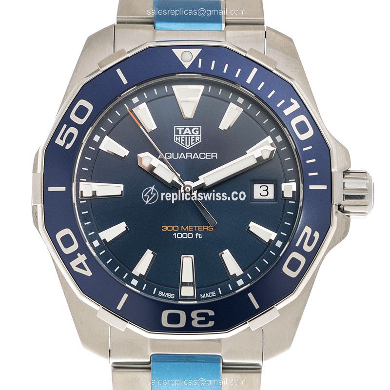 Tag Heuer AQUARACER Replica in Stainless Steel Blue Dial | Swiss Quartz Movement | Silver Steel