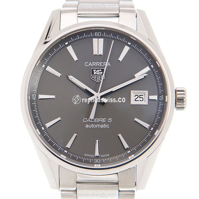 Tag Heuer Carrera WAR211C-BA0782 Automatic Steel Watch, Gray Dial & Silver Strap