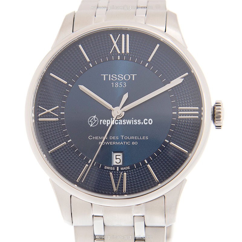 Tissot Chemin Des Tourelles Replica | Automatic Movement, Blue Dial & Silver Steel Strap Watch