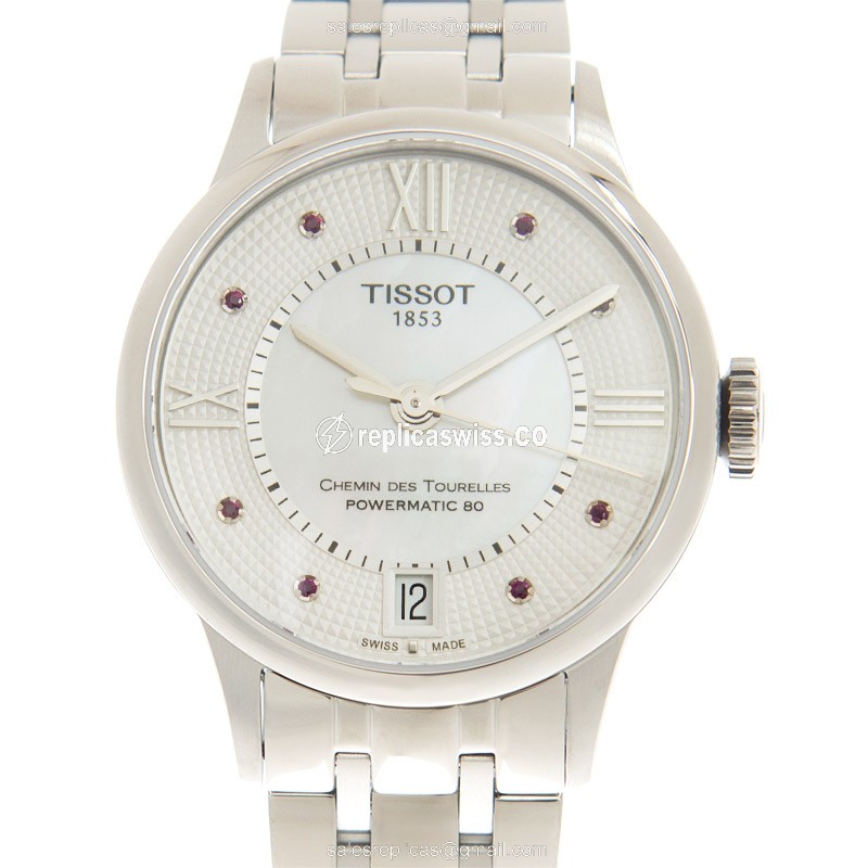Tissot Chemin Des Tourelles Replica in Stainless Steel, Automatic Movement & White Dial Watch