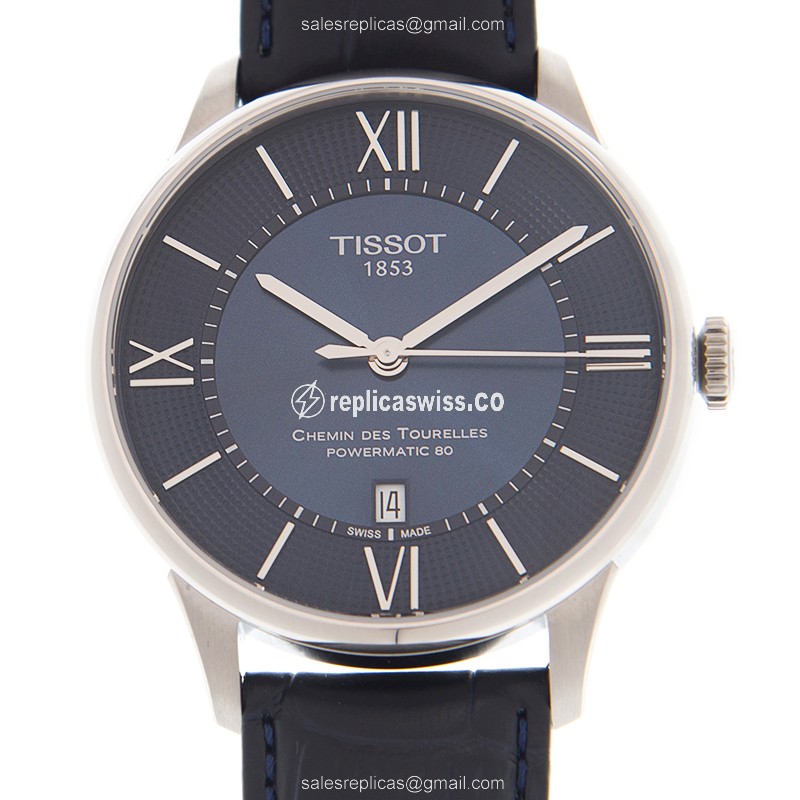 Tissot CLASSIQUE Blue Dial Automatic Replica, Leather Strap & Stainless Steel Case Watch