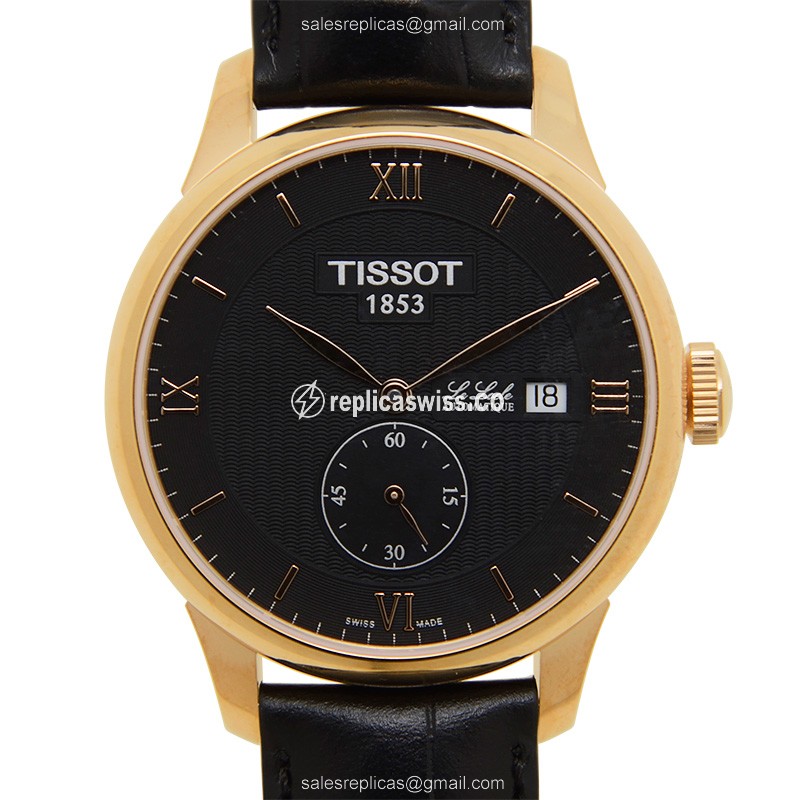 Tissot LE LOCLE Automatic Replica, Black Dial, Stainless Steel Case & Leather Strap Watch